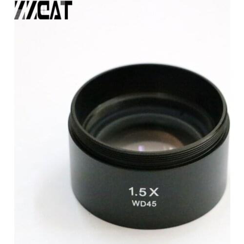 1.5X Working Distance 45mm Microscope Accessory Mounting Thread M48 x 0.75 Barlow Auxiliary Objective Lens for Stereo Microscope
