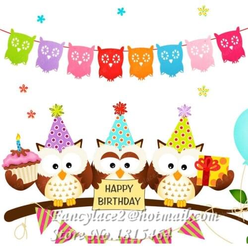 1set Owl Bunny Banner Floral Color Non Woven Banner Banner Baby Full Moon / Birthday / Festive Baptism Party Decorative