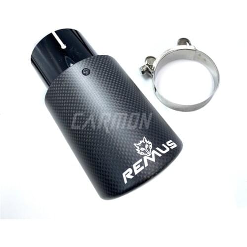 1 piece Curly Edge Remus Sport Matte Carbon Fiber Exhaust Muffler Tips Glossy Black Inner Pipe for BMW AUDI GOLF MAZDA