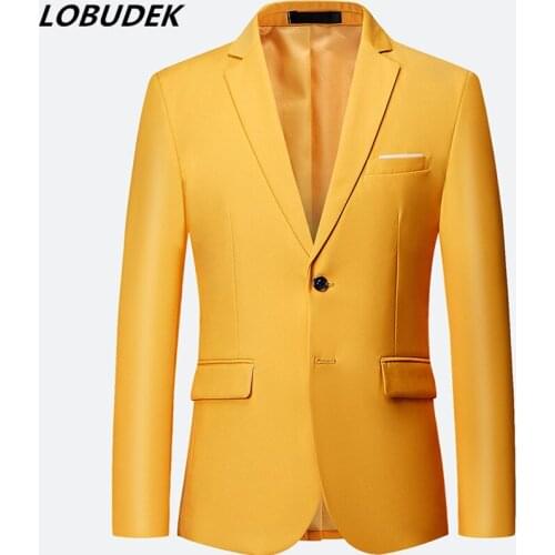 10 Colors Fashion Formal Thin Mens One Button Tuxedo Blazers Office Business Casual Suit Jacket Plus Size 4XL Spring Autumn