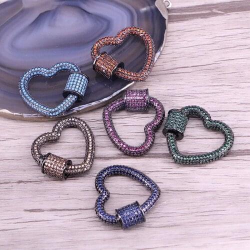 3PCS, DIY Jewelry Decorative Clasp Supplies CZ Heart Clasp For Women Luxury Necklace Jewelry Making