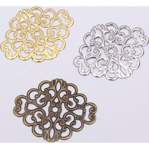 300pcs 30*37mm Metal Hollow Flower Film Beads For Sewing Craft Diy Bride Hair Headwear Bag Clothes Decoration