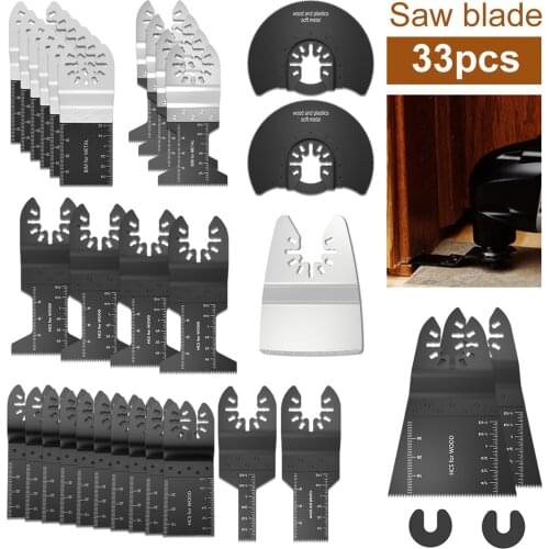 33Pcs Oscillating Saw Blades Kit Universal Quick Release Multitool Blades Power Tool Accessories For Wood Plastics Metal Cutting