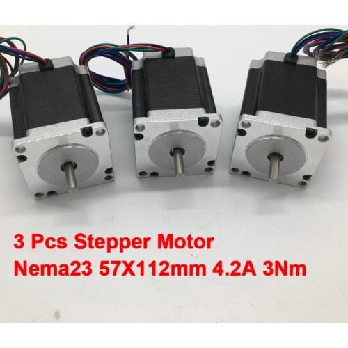 3Nm Stepper Motor Nema23 57*112mm 4.2A 3Nm 430Oz-in 10mm Shaft 2ph 4 Wires High Torque for CNC Router Lathe X 3PCS