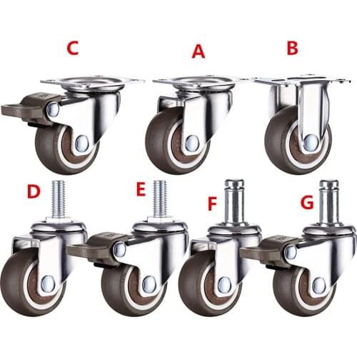 4pcs 1.5 inch TPE 8*20mm ultra quiet rubber wheel brake cabinet furniture casters brake wheel with screw
