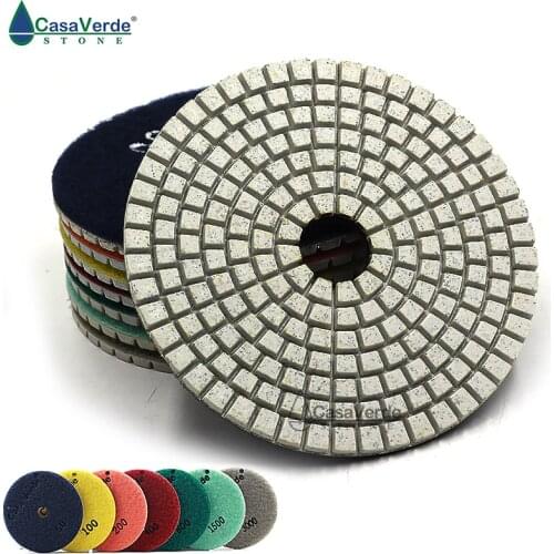 7pcs/set dry or wet polishing 4 inch diamond polishing disc polishing pads 100mm for granite and marble