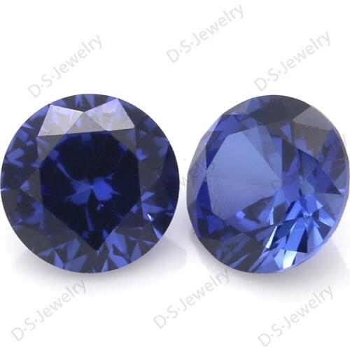 33# 6mm Blue Color Artificial Sapphire Round Shape Diamond Cut inclusions Corundum Loose Gem Stone
