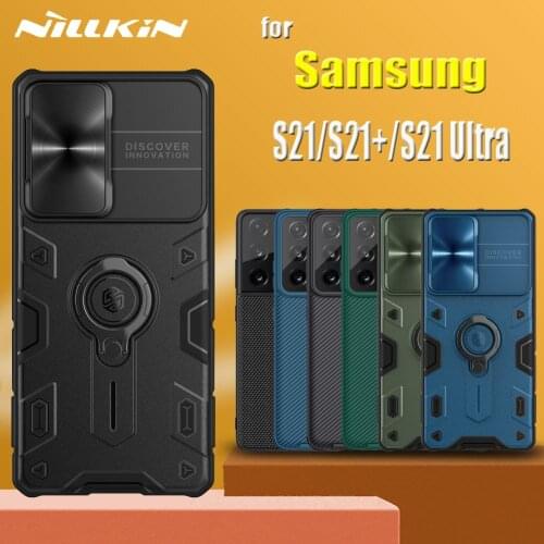 For Samsung Galaxy S21 Ultra Case Nillkin Slide Lens Camera Protect Textured Non-Slip Frosted Shield Cover for Samsung S21 Plus