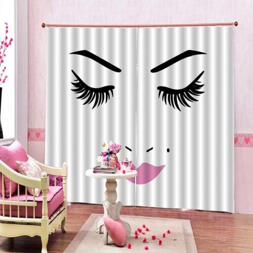 Photo Custom 3D Curtain Girl Face and Beauty Makeup Adult Blackout Window Drapes For Living Room Bedroom Decor Sets