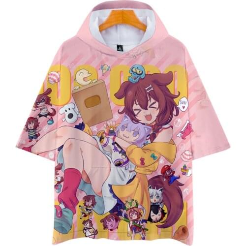 Japan Harajuku style HOLOlive Inugami Korone 3D Hoodie T-shirts Men Harajuku Summer Oversized T Shirt Men Short Sleeve Tees