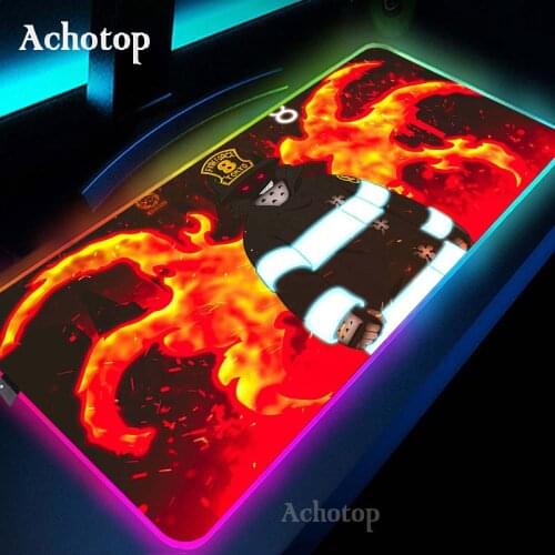 Fire Force Gaming Mouse Pad RGB Mouse Pad Gamer Computer Mousepad RGB Backlit Mause Pad Large Mousepad XXL For Desk Keyboard Mat