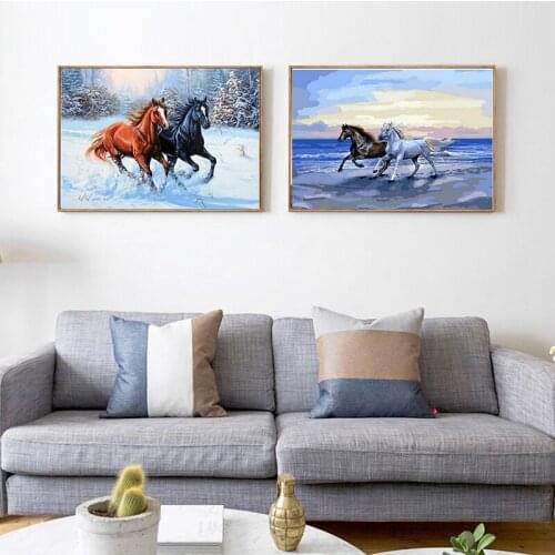 Painting By Numbers DIY Dropshipping "Animal horse landscape" Cigarettes Animal Canvas Wedding Decoration Art picture Gift