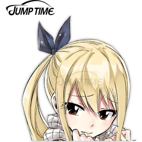 Jump Time Fairy Tail Lucy Heartfilia 34 12.3 Big Head Anime Peeker Vinyl Decal Waifu Kawaii Girl Car Stickers