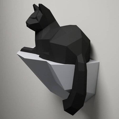 Cat on The Stone 3D Paper Model Decoration Crafts Modern Style DIY Handmade Wall Pictures for Living Room Decoration Home Decor