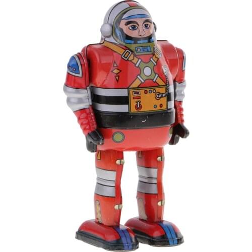 Retro Mechanical Walking Robot Astronaut Tin Clockwork Toy Collectable Model
