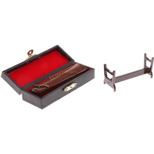 1/12th Acoustic 11 Strings Zither W/ Case Instrument Dollhouse Miniatures