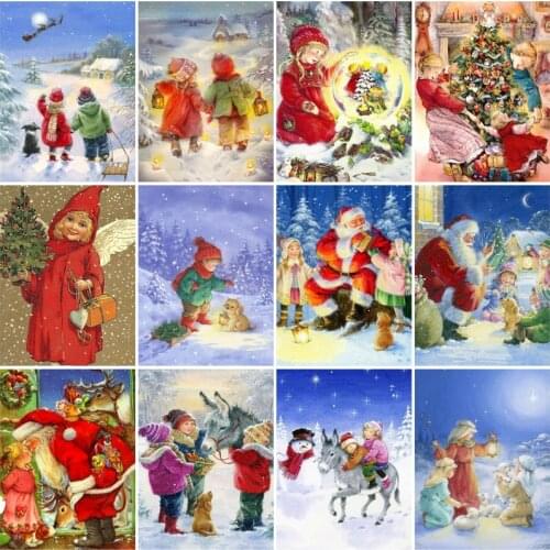 Christmas Paint Diy Santa Claus Diamond Painting Mosaic Jewel Cross Stitch Home Decoration Happy New Year Adults Crafts Kit