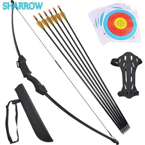Archery Recurve Bow and Arrow Set Children Bow Arrow Quiver Arm Guard for Outdoor Funny Shooting Target Game Hunting Accessories