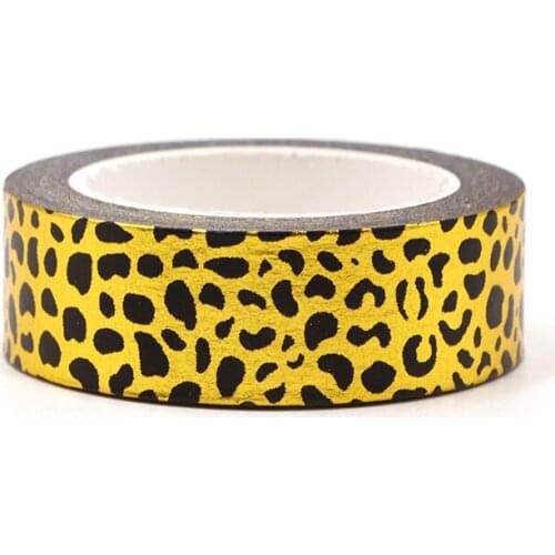New 1PC Leopard Gold Foil Washi Tape for Scrapbooking Planner Adhesive Masking Tapes Kawaii Stationery