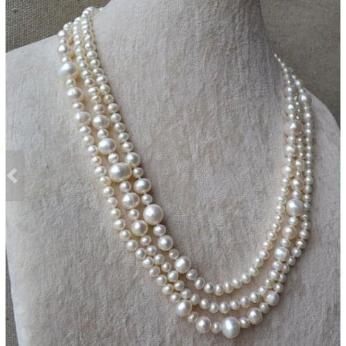 New Arrival Favorite Pearl Necklace 5-11mm 60'' Long White Real Freshwater Pearl Handmade Fashion Jewelry Nice Women Gift
