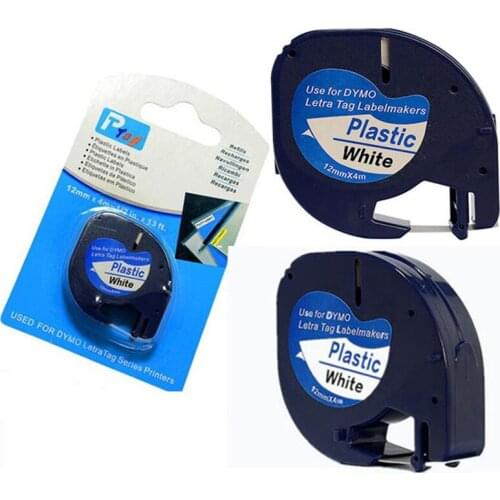 DYMO Letratag plastic tape 12mm black on white dymo LT 91201 for dymo letratag printer