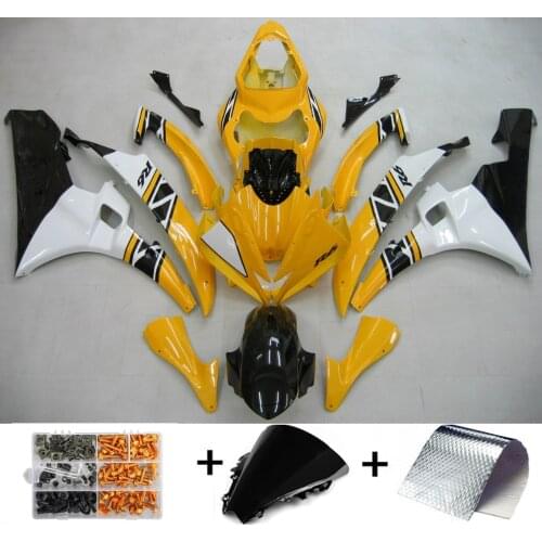 Complete Motorcycle Fairing Yellow White Injection Plastic Kit Fit For YAMAHA YZF-R6 2006 2007
