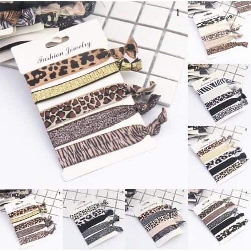 5PCs/Set Leopard Print Elastic Hair Bands sport Hair Rope Headwear Girls Hair Ties Scrunchies Women Hair Accessories Headdress