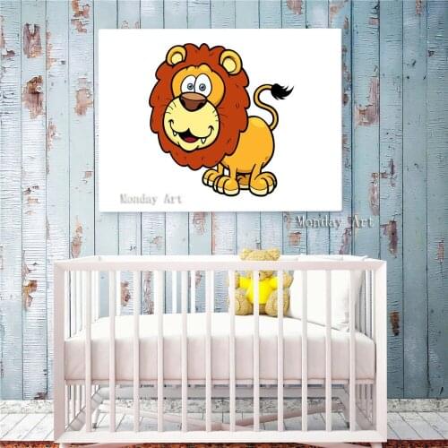 Hand painted Cartoon Monkey Cute tiger deer oil paintings Home Decoration animal Canvas painting for Living Room Children Gift