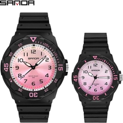 SANDA Fashion Trend 50m Waterproof Leisure Toughened Mirror Compact Practical Men and Women Lovers Lovely Style Quartz Watch
