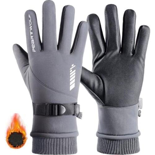 Gray Winter Motorcycle Gloves Keep Warm Men Motocross Motorbike Water-Repellent Gloves Touch Screen Riding Moto Gloves Women