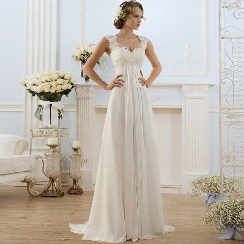 Elegant Plus Size Chiffon Wedding Dress 2021 Bohemia Square Neck Sleeveless White Ivory Sweep Train Wedding Gowns
