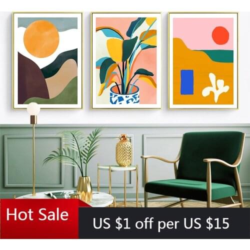 Modern Multicolored Abstract Geometric Wall Decor Art Canvas Painting Picture Sun Posters and Prints Gallery Kitchen Room Decor