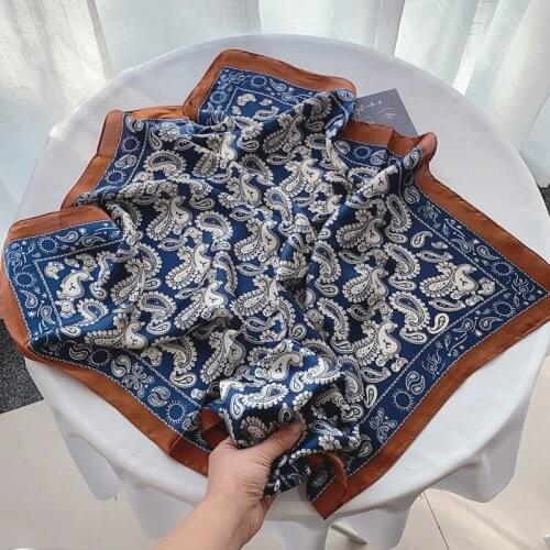 2021 Spring Square Scarf for Women Print Silk Feeling Hair Band Foulard Female Neckerchief Lady Bandana Square Scarves Luxury