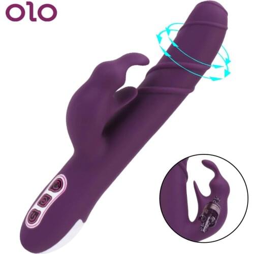 Rotating Rabbit Vibrator Wand Dual Motor G Spot Dildo Vibrator Vaginal Clitoral Stimulator Adult Products Sex Toys for Women