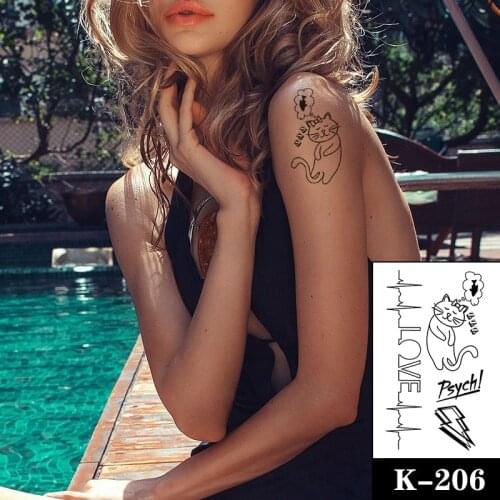 Temporary Tattoo Stickers Black Flowers Geometry Totem Cartoon Pattern Fake Tattoos Waterproof Tatoos Finger Small Size Women