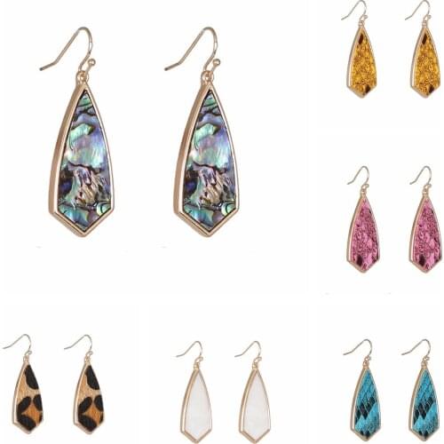 Leopard Print Abalone Shell Alloy Earrings Vintage Colorful Snake Pattern Dangle Earrings for Women Party Jewelry Exquisite Gift