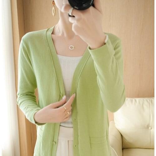 100% Cotton Womens Cardigan Sweater 2021 Spring Autumn Casual Soft Knitted Women Jacket Ultrathin Fashion Long Sleeve Coat Tops