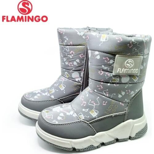 FLAMINGO Winter Anti-slip Waterproof High Quality Wool Keep Warm Shoes Size 26-31 Children Snow Boots Free Shipping 202D-Z6-2091