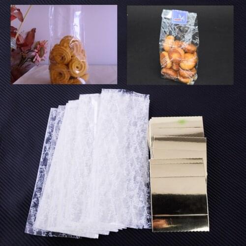 Gold Wedding Xmas Plastic Favor Biscuit Cupcake Party Cello Cellophane Bags with Gusset Food Packaging