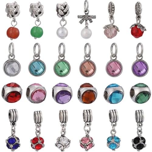 2Pcs/Lot 45 Styles Colorful Shinning Round Shaped Charm Pendants DIY Brand Charm Bracelets For Women Fashion Jewelry Gift Making