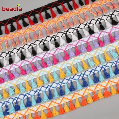 2Yard/Lot Lace Ribbon Sewing Accessories 28mm Fringe Tassel Lace Trim Cotton Ribbon for DIY Handmade Sewing Curtains Clothes