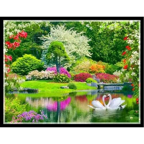 2016 Needlework,DIY DMC 14CT Cross stitch Kit, Swan paradise home arts Pattern Embroidery Cross-stitch Painting Home Decor New
