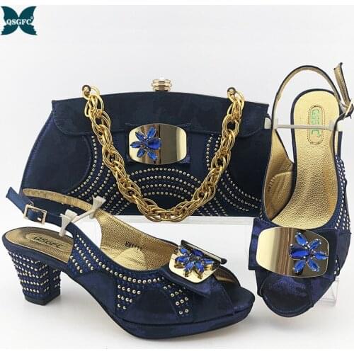 2020 Italian design Special Style Nigerian Ladies Shoes And Bag Set high Heels D.Green Color Women Shoes and Bag Set for Party