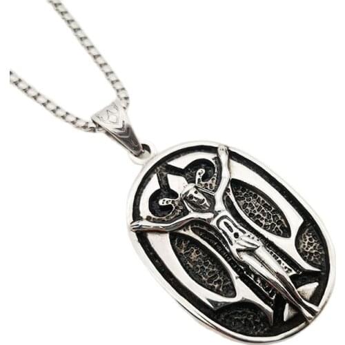 2021 SS New Christian Jesus Oval Pendant Necklace Retro Silver Color Stainless Steel Religious Amulet Jesus Necklace Jewelry