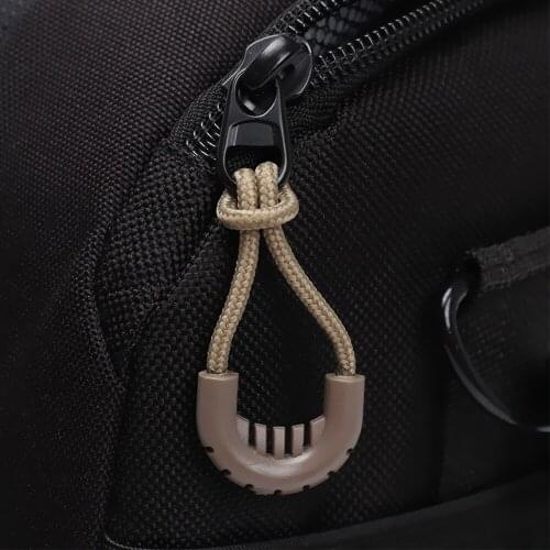 5PCs EDC MultiPurpose Zipper Rope Black Camping Equipment Anti-theft Zipper Longer Tail Rope Bags Clip Buckle Outdoor Travel Kit