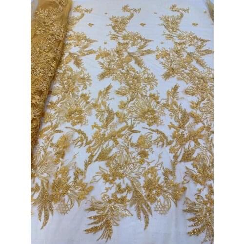 5 Yard/ Lot Seuqins and Beads Lace Fabric 130cm Width Dress Lace Fabric Bridal Lace Fabric Sequins Beads Lace Fabric