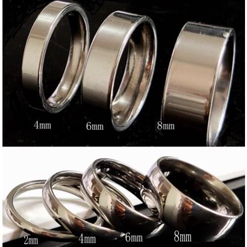 50pcs/lot Wholesale 2mm 4mm 6mm 8mm Band Stainless Steel Classic Wedding Rings Arc & Flat Can be selected Comfortable Jewelry
