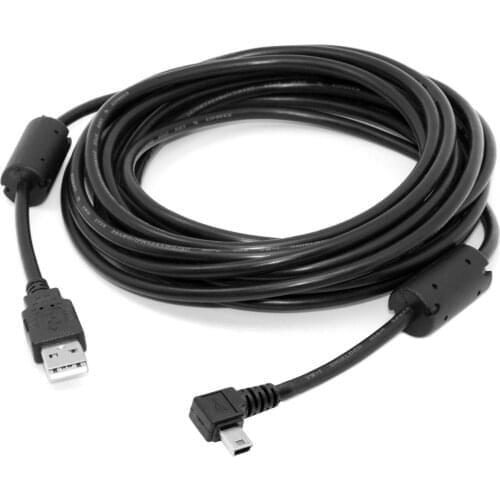 5pin Mini USB B Type Male 90 Degree Left Angled to USB 2.0 Male Data Cable 5 Meters with EMI Ferrite Core
