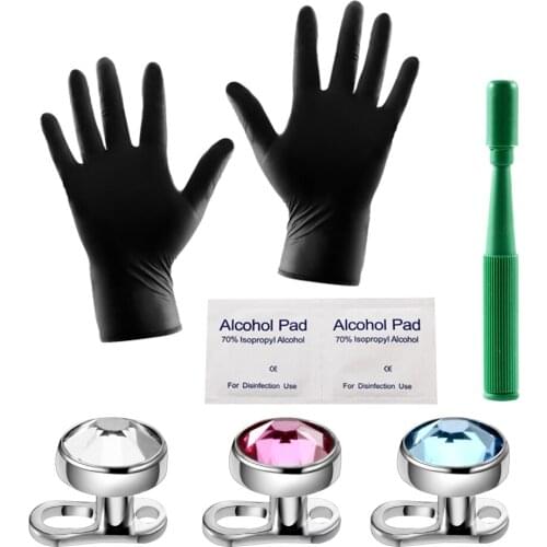 8Pcs/lot Titanium Micro Dermal Piercings Set Dermal Anchor Base & Tops Skin Diver Surface Body Piercing Kits Jewelry