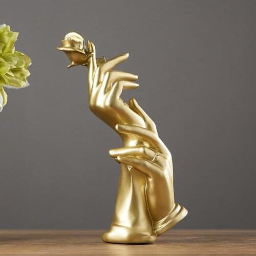 Abstract Golden Sculpture Creative Hand Statue Modern Home Decoration Living Room Home Decoration Office Desk Accessories Gifts